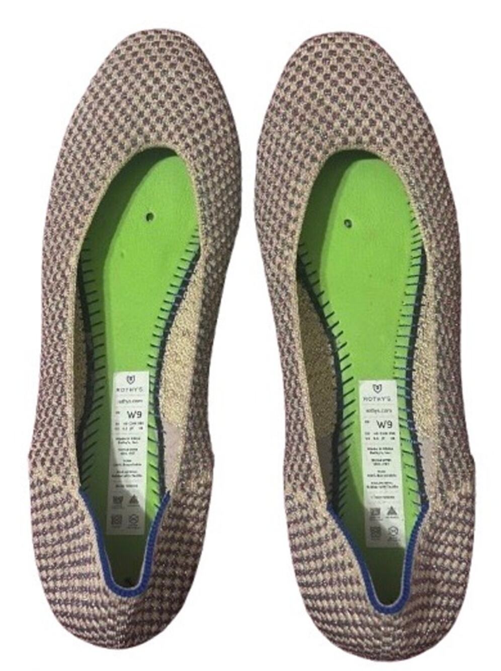 Rothy's Women’s Ballet Flat in Neutral Knit with Jewel Colors